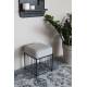 Pouf Milou Carré Woody Repose-Pied Moderne Assise d'Appoint en Métal Noir et Tissu Gris 35x35x45cm