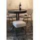 Pouf Milou Carré Woody Repose-Pied Moderne Assise d'Appoint en Métal Noir et Tissu Gris 35x35x45cm