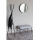 Banc Milou Rectangulaire Woody Banquette Moderne Assise d'Appoint en Métal Noir et Tissu Gris 35x45x90cm