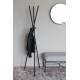 Banc Milou Rectangulaire Woody Banquette Moderne Assise d'Appoint en Métal Noir et Tissu Gris 35x45x90cm