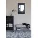 Banc Milou Rectangulaire Woody Banquette Moderne Assise d'Appoint en Métal Noir et Tissu Gris 35x45x90cm