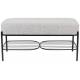 Banc Milou Rectangulaire Woody Banquette Moderne Assise d'Appoint en Métal Noir et Tissu Gris 35x45x90cm