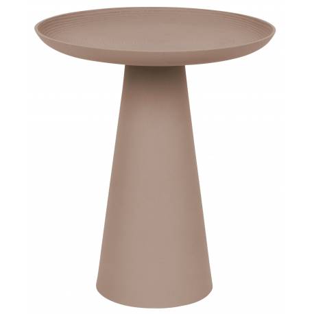 Guéridon Ringar Large Rond Rose Woody Bout de Canapé Design Table d'Appoint en Métal Rose 39,5x39,5x45,5cm