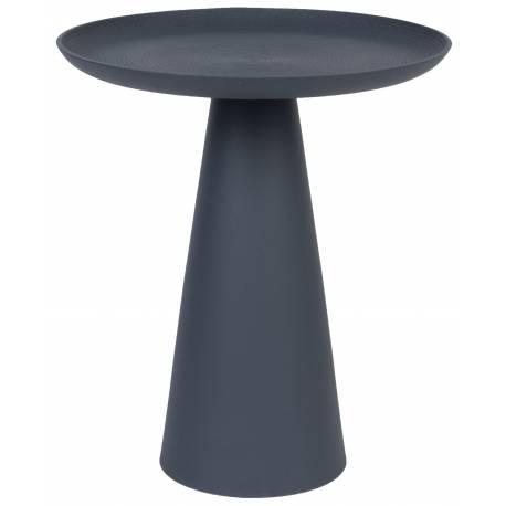 Guéridon Ringar Large Rond Bleu Woody Bout de Canapé Design Table d'Appoint en Métal Bleu 39,5x39,5x45,5cm