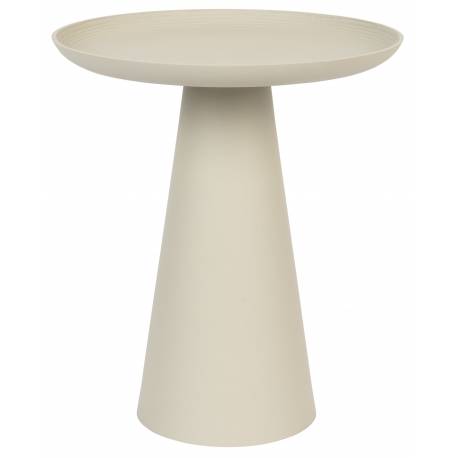 Guéridon Ringar Large Rond Ivoire Woody Bout de Canapé Design Table d'Appoint en Métal Couleur Ivoire 39,5x39,5x45,5cm