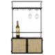 Vinothèque Murale Guuji Woody Armoire à Vin Design en Métal Noir et Cannage Rotin Naturel 18x60x100cm