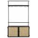 Vinothèque Murale Guuji Woody Armoire à Vin Design en Métal Noir et Cannage Rotin Naturel 18x60x100cm