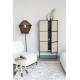 Cabinet Haut 2 Portes Guuji Woody Armoire 2 Etagères Design en Métal Noir et Cannage Rotin Naturel 38x70x145cm
