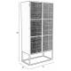Cabinet Haut 2 Portes Guuji Woody Armoire 2 Etagères Design en Métal Noir et Cannage Rotin Naturel 38x70x145cm