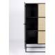 Cabinet Haut 2 Portes Guuji Woody Armoire 2 Etagères Design en Métal Noir et Cannage Rotin Naturel 38x70x145cm