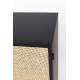 Cabinet Bas 2 Portes Guuji Woody Armoire 1 Etagère Design en Métal Noir et Cannage Rotin Naturel 38x80x100cm