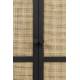 Cabinet Bas 2 Portes Guuji Woody Armoire 1 Etagère Design en Métal Noir et Cannage Rotin Naturel 38x80x100cm