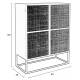 Cabinet Bas 2 Portes Guuji Woody Armoire 1 Etagère Design en Métal Noir et Cannage Rotin Naturel 38x80x100cm