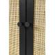 Meuble TV Guuji Woody Meuble de Rangement Design en Bois, Métal Noir et Cannage Rotin Naturel 38x55x150cm