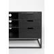 Meuble TV Guuji Woody Meuble de Rangement Design en Bois, Métal Noir et Cannage Rotin Naturel 38x55x150cm