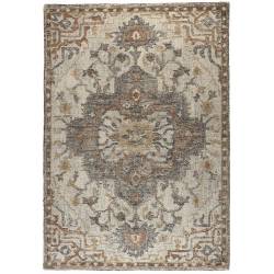 Tapis Rectangulaire Amori Gris et Brique Dutchbone Carpette de Salon en Tissu Gris et Couleur Brique 2 Dimensions