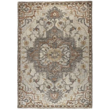 Tapis Rectangulaire Amori Gris et Brique Dutchbone Carpette de Salon en Tissu Gris et Couleur Brique 2 Dimensions
