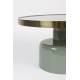 Table Basse Ronde Glam Vert Zuiver Table d'Appoint Moderne en Métal Vert et Doré 35x60x60cm