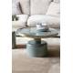 Table Basse Ronde Glam Vert Zuiver Table d'Appoint Moderne en Métal Vert et Doré 35x60x60cm