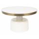 Table Basse Ronde Glam Blanc Zuiver Table d'Appoint Moderne en Métal Blanc et Doré 35x60x60cm