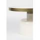 Table Basse Ronde Glam Blanc Zuiver Table d'Appoint Moderne en Métal Blanc et Doré 35x60x60cm