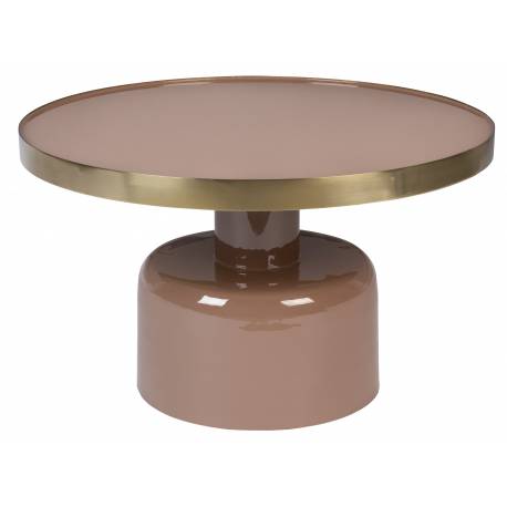 Table Basse Ronde Glam Rose Zuiver Table d'Appoint Moderne en Métal Rose et Doré 35x60x60cm