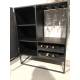 Vinothèque Basse Guuji Woody Armoire à Vin Design en Bois Noir, Métal Noir et Cannage Rotin Naturel 38x80x100cm