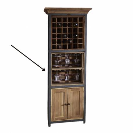 Caisson Placard avec 2 Portes Mural ou pour Vinothèque De Kercoet avec 1 Etagère en Acacia 32,5x61x61cm