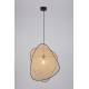 Suspension 1 Lumière Screen S Market Set Eclairage Moderne en Tissu Noir Cannage Naturel et Métal Noir 18x44x340cm