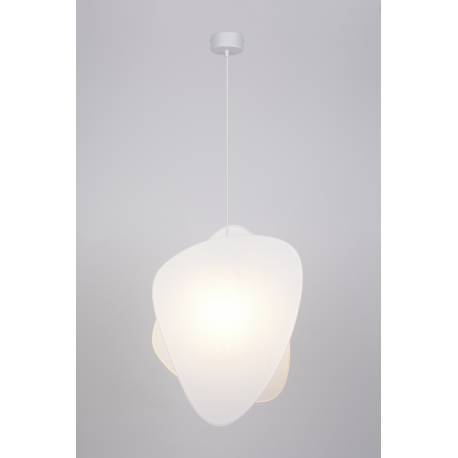 Suspension 1 Lumière Screen S Market Set Eclairage Moderne en Papier Murano et Métal Blanc 18x44x340cm