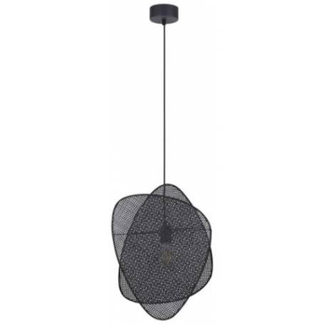 Suspension 1 Lumière Screen XS Market Set Eclairage Moderne en Tissu Cannage et Métal Noir 12x33x320cm