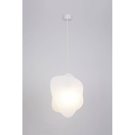 Suspension 1 Lumière Screen XS Market Set Eclairage Moderne en Papier Murano et Métal Blanc 12x33x320cm