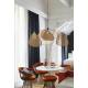 Suspension Screen XL Market Set Eclairage Moderne Style Mobile en Tissu Noir Cannage Naturel et Métal Noir 110x110x345cm