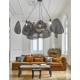 Suspension Screen XXL Market Set Eclairage Moderne Style Mobile en Tissu Cannage et Métal Noir 150x150x250cm