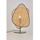 Lampe de Table Screen Market Set Eclairage Moderne en Tissu Noir Cannage Naturel et Métal Noir 18x33x51cm