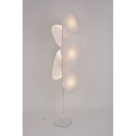 Lampadaire 3 Lumières Screen Market Set Eclairage Moderne en Papier Murano et Métal Blanc 27x50x179cm
