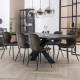 Lot de 4 Chaises Mila Hinsk Assises en Velours Gris Anthracite et Métal Noir 46x51x84cm