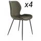 Lot de 4 Chaises Mila Hinsk Assises en Velours Gris Anthracite et Métal Noir 46x51x84cm