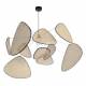 Suspension Screen XL Market Set Eclairage Moderne Style Mobile en Tissu Noir Cannage Naturel et Métal Noir 110x110x345cm