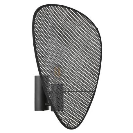 Applique Screen Market Set Eclairage Moderne en Tissu Cannage et Métal Noir 14,5x33x42cm