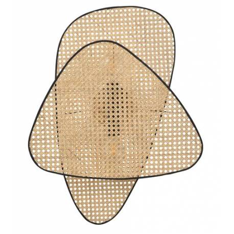 Applique Screen 2 Lumières Market Set Eclairage Moderne en Tissu Noir Cannage Naturel et Métal Noir 18x59x77cm
