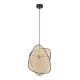 Suspension 1 Lumière Screen XS Market Set Eclairage Moderne en Tissu Noir Cannage Naturel et Métal Noir 12x33x320cm