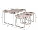 Set de 3 Tables Basses Winston Dutchbone Trio de Sellettes Modernes Guéridons en Bois, Résine et Métal Noir 40x45x80cm