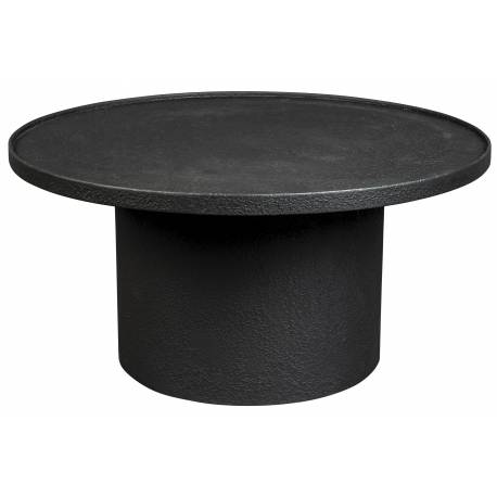 Table Basse Ronde Winston Dutchbone Sellette Moderne Guéridon en Bois et Résine Noir 35x70x70cm