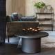 Table Basse Ronde Winston Dutchbone Sellette Moderne Guéridon en Bois et Résine Noir 35x70x70cm