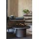 Table Basse Ronde Winston Dutchbone Sellette Moderne Guéridon en Bois et Résine Noir 35x70x70cm