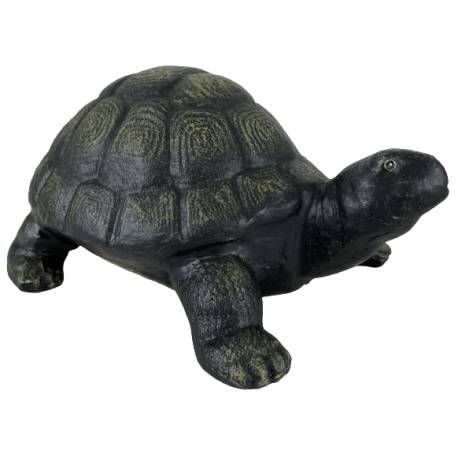 Tortue Statuette Décorative Intérieure Extérieure en Fonte Patinée Marron et Dorée 8,5x16x26cm