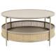 Table Basse Makoto Sable Woody Table d'Appoint Moderne Console en Métal, Bois et Cannage Couleur Sable et Naturelle 40x80x80cm