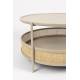 Table Basse Makoto Sable Woody Table d'Appoint Moderne Console en Métal, Bois et Cannage Couleur Sable et Naturelle 40x80x80cm