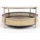 Table Basse Makoto Sable Woody Table d'Appoint Moderne Console en Métal, Bois et Cannage Couleur Sable et Naturelle 40x80x80cm
